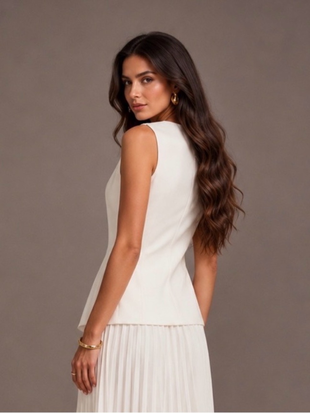 Commense White Button Vest - Picture 4 of 4